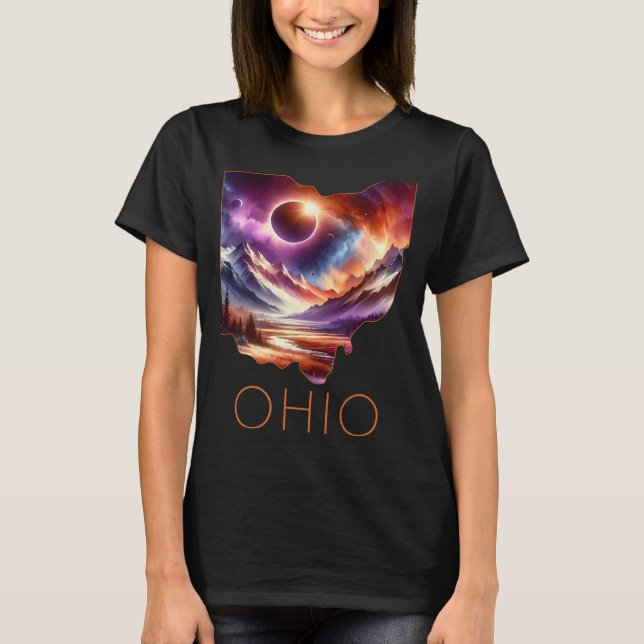 Total Solar Eclipse 2024 State Ohio Totality April T Shirt (Framsida)
