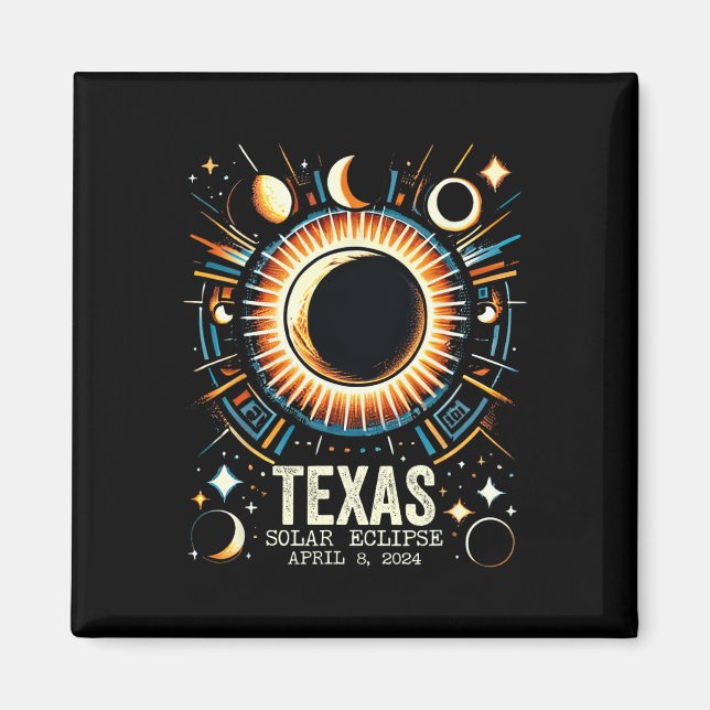 Total Solar Eclipse 2024 Texas 8 Abstrakt Mo Magnet (Framsidan)