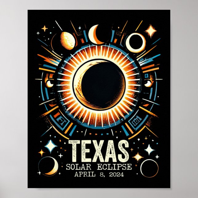 Total Solar Eclipse 2024 Texas 8 Abstrakt Mo Poster (Framsidan)