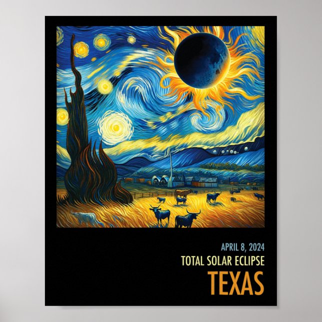 Total Solar Eclipse 2024 Texas Poster (Framsidan)
