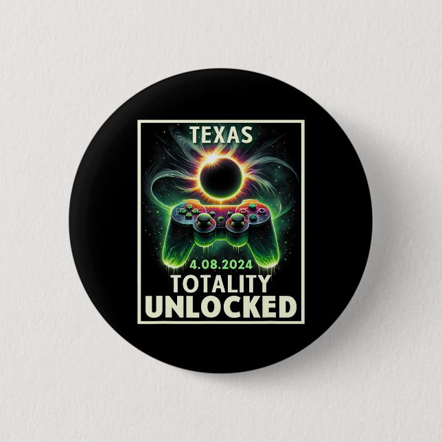 Total Solar Eclipse 2024 Texas Video Game Gamer Knapp (Framsida)