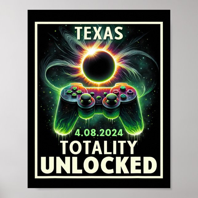 Total Solar Eclipse 2024 Texas Video Game Gamer Poster (Framsidan)