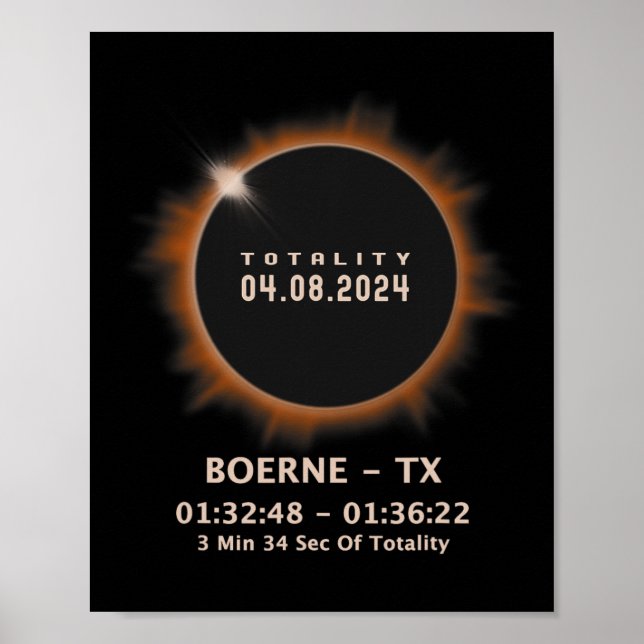 Total Solar Eclipse 2024 Totality 04.08.24 Texas T Poster (Framsidan)