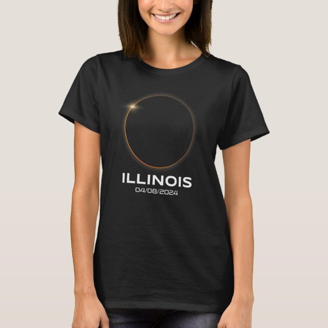 Total Solar Eclipse 2024 Totality Illinois T Shirt (Framsida)