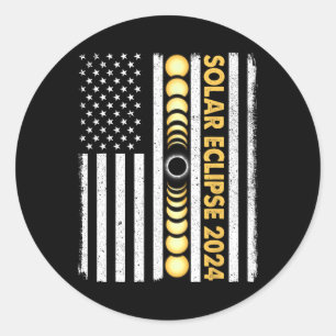 Total Solar Eclipse 2024 Totality Phases US Americ Runt Klistermärke