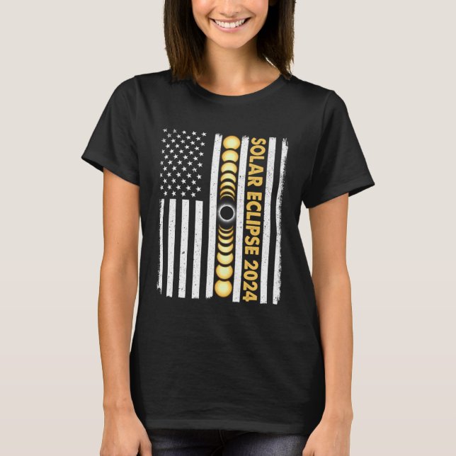 Total Solar Eclipse 2024 Totality Phases US Americ T Shirt (Framsida)
