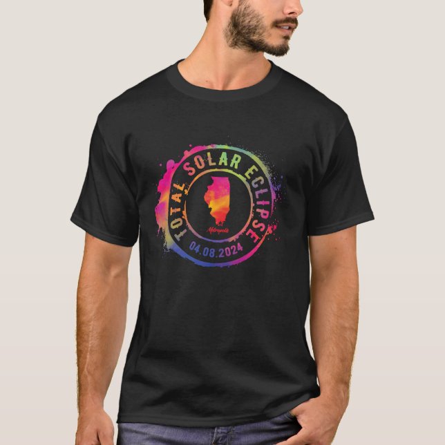 Total Solar Eclipse 2024 USA Illinois Metropolis T Shirt (Framsida)
