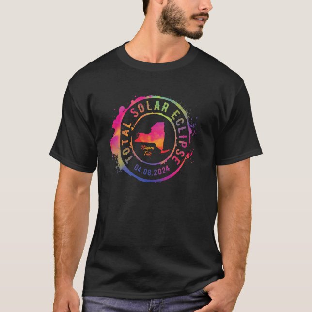 Total Solar Eclipse 2024 USA New York Niagara Fall T Shirt (Framsida)