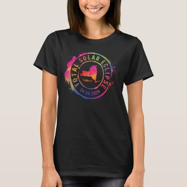 Total Solar Eclipse 2024 USA New York Plattsburgh T Shirt (Framsida)