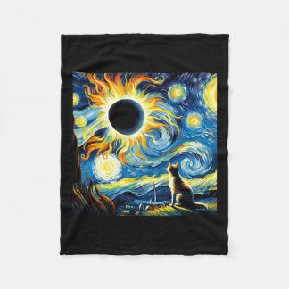 Total Solar Eclipse 2024 Van Gogh Starry Nattkatt Fleecefilt