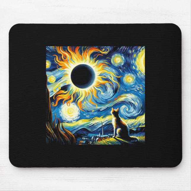 Total Solar Eclipse 2024 Van Gogh Starry Nattkatt Musmatta (Framsidan)