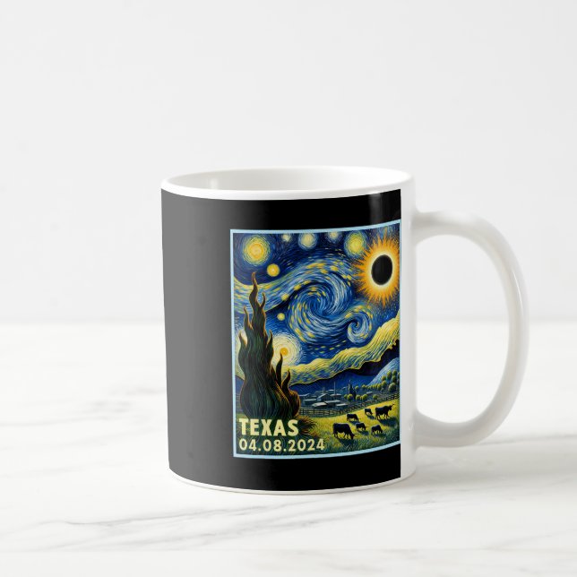 Total Solar Eclipse 2024 Van Gogh Starry Night Sty Kaffemugg (Höger)