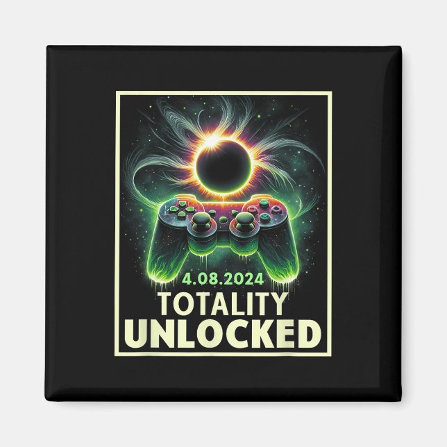 Total Solar Eclipse 2024 Video Game Controller Boy Magnet (Framsidan)