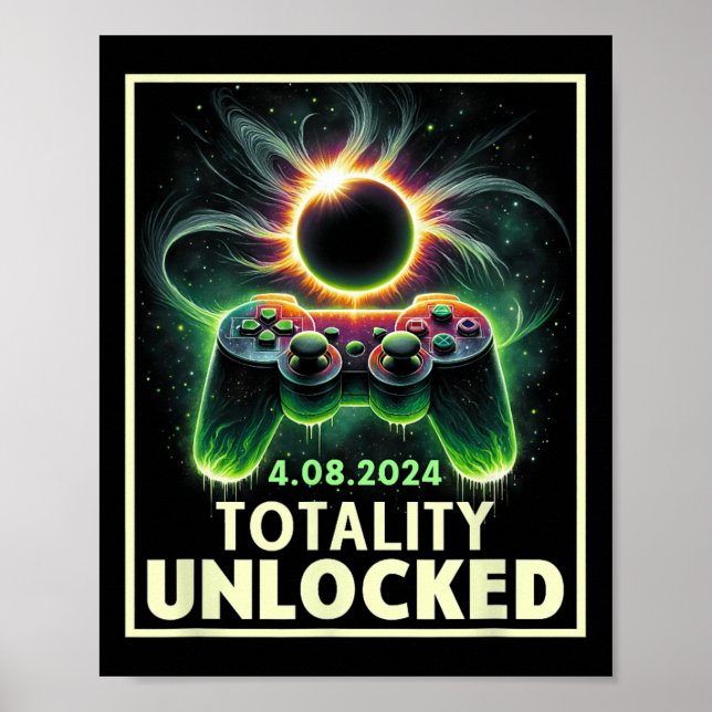 Total Solar Eclipse 2024 Video Game Controller Boy Poster (Framsidan)
