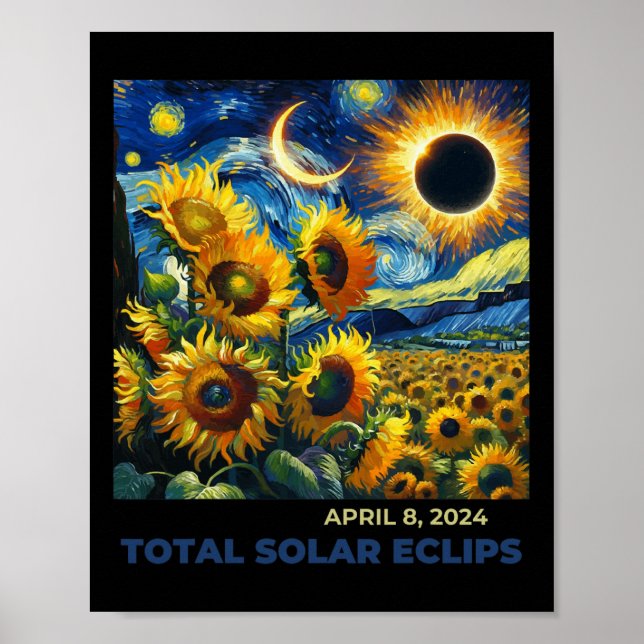 Total Solar Eclipse 2024 Vincent Van Gogh Art Sunf Poster (Framsidan)
