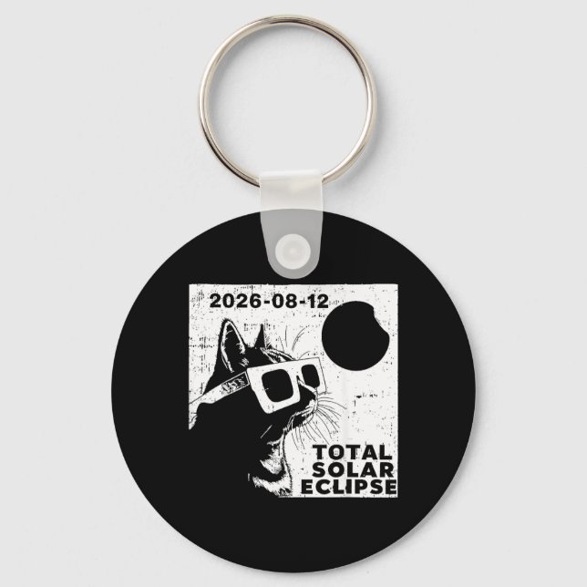 Total Solar Eclipse 2026 Cat Lover Nyckelring (Framsida)