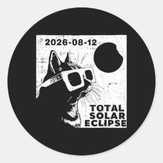 Total Solar Eclipse 2026 Cat Lover Runt Klistermärke