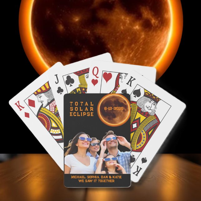 Total Solar Eclipse 2026 Family Photo Keepsake Casinokort (Total Solar Eclipse 2026 Family Photo Keepsake Poker Cards )