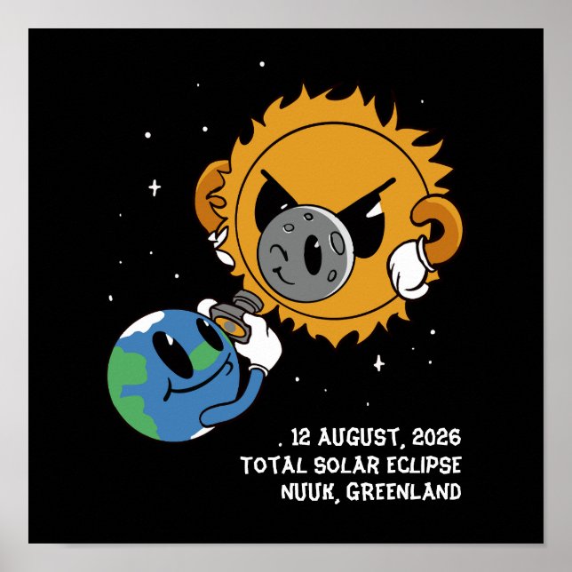 Total Solar Eclipse 2026 Greenland Photobomb Poster (Framsidan)