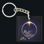 Total Solar Eclipse 2026 Iceland Diamond Ring<br><div class="desc">Celebrate the astronomical event of the decade with this Total Solar Eclipse August 12, 2026 keychain. The design captures the breathtaking "diamond ring" effect—the spectacular final flash of sunlight before totality—gleaming above a detailed, luminous map of Iceland. Rendered in elegant gold and deep cosmic tones, this high-quality keychain is the...</div>