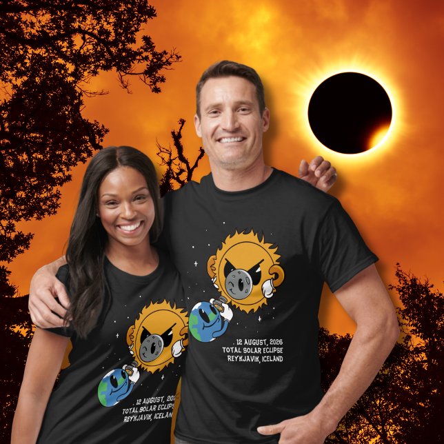 Total Solar Eclipse 2026 Iceland Photobomb T Shirt (Change your city/location to personalize via the template)