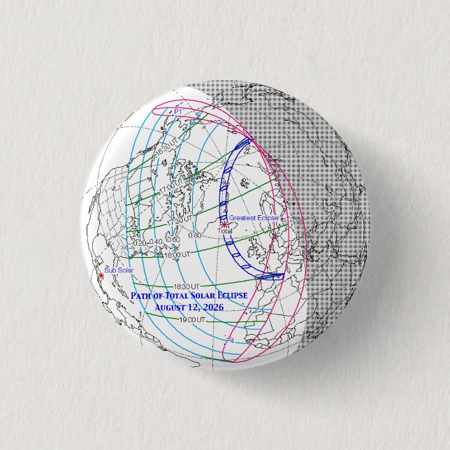 Total Solar Eclipse 2026 Map Knapp (Framsida)
