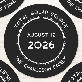 Total Solar Eclipse 2026-Personlig Runt Klistermärke