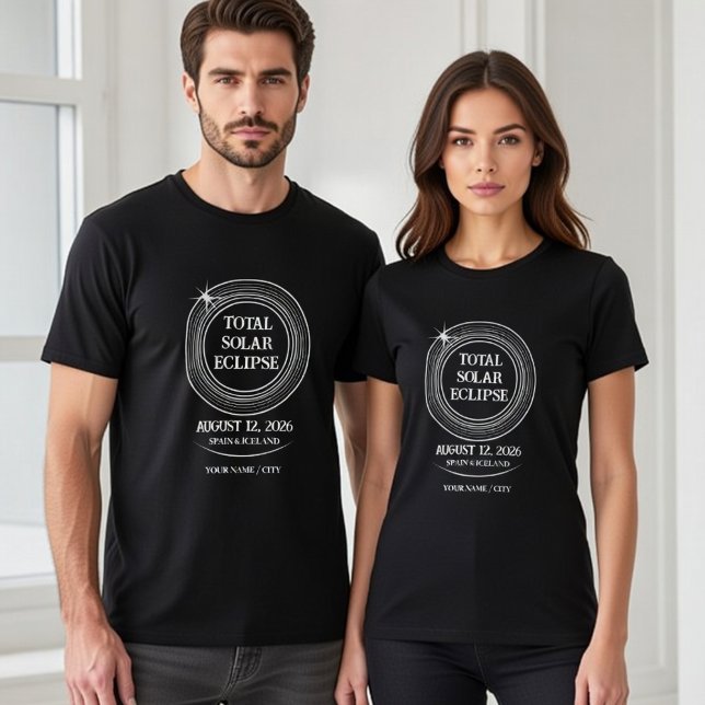 Total Solar Eclipse 2026 Spain Iceland T Shirt (Stay cozy during the 2026 Eclipse. A stylish keepsake for the August 12th event.)