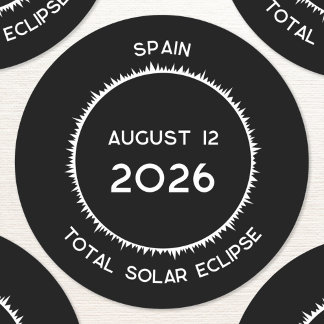 Total Solar Eclipse 2026 Spanien Runt Klistermärke