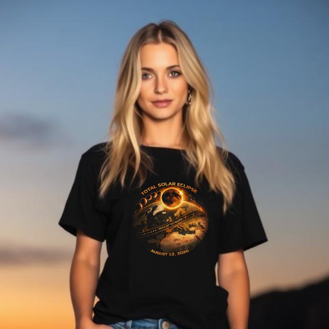 Total Solar Eclipse 2026 T Shirt (Total Solar Eclipse August 12, 2026 Path of Totality t shirt women)