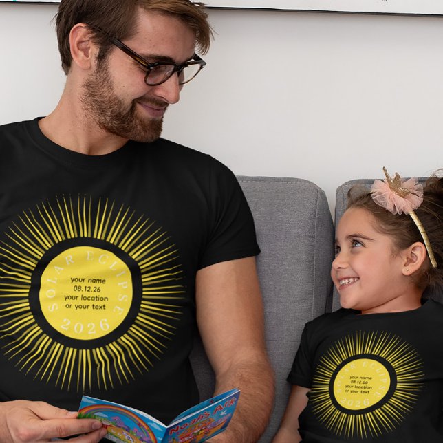 Total solar eclipse 2026 your name personalized t shirt (Please note that the second shirt - adult or kid -  has to be ordered separately)