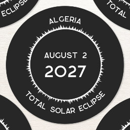 Total Solar Eclipse 2027 Algeriet Runt Klistermärke