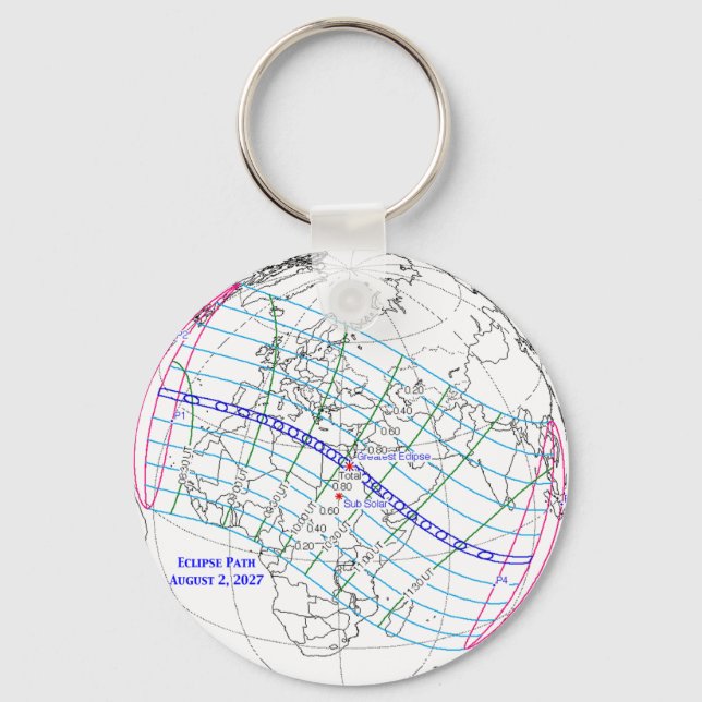 Total Solar Eclipse 2027 Map Nyckelring (Framsida)