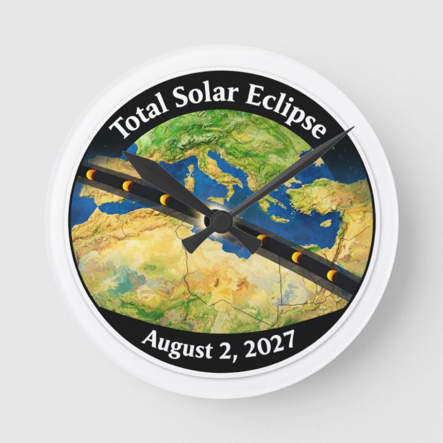 Total Solar Eclipse 2027 Map Rund Klocka (Framsida)