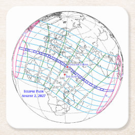 Total Solar Eclipse 2027 Map Underlägg Papper Kvadrat