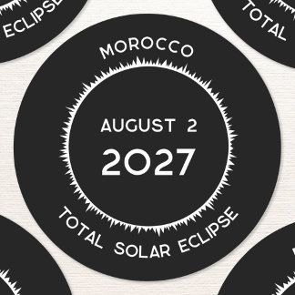 Total Solar Eclipse 2027 Marocko Runt Klistermärke