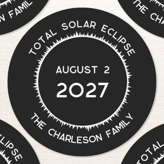 Total Solar Eclipse 2027-Personlig Runt Klistermärke