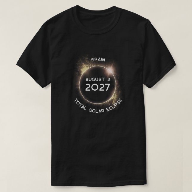 Total Solar Eclipse 2027 Spanien T Shirt (Design framsida)