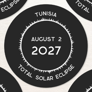 Total Solar Eclipse 2027 Tunisien Runt Klistermärke