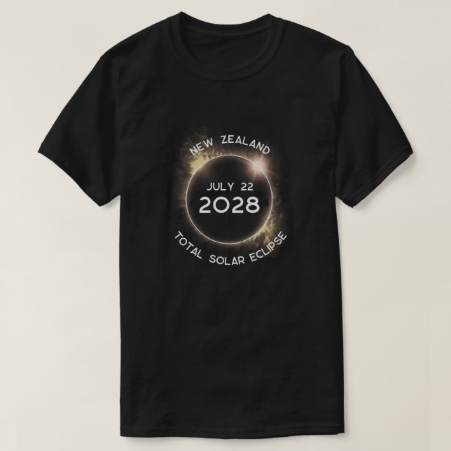 Total Solar Eclipse 2028 Nya Zeeland T Shirt (Design framsida)