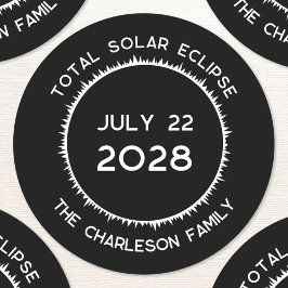 Total Solar Eclipse 2028-Personlig Runt Klistermärke
