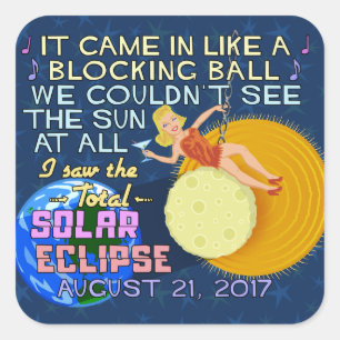Total Solar Eclipse 21 augusti 2017 American Funny Fyrkantigt Klistermärke