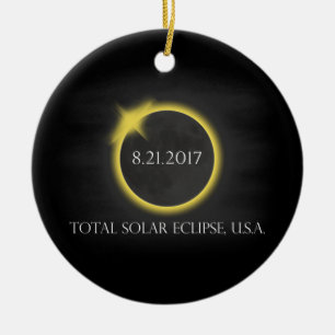 Total Solar Eclipse 21 augusti 2017USA Souvenir Julgransprydnad Keramik