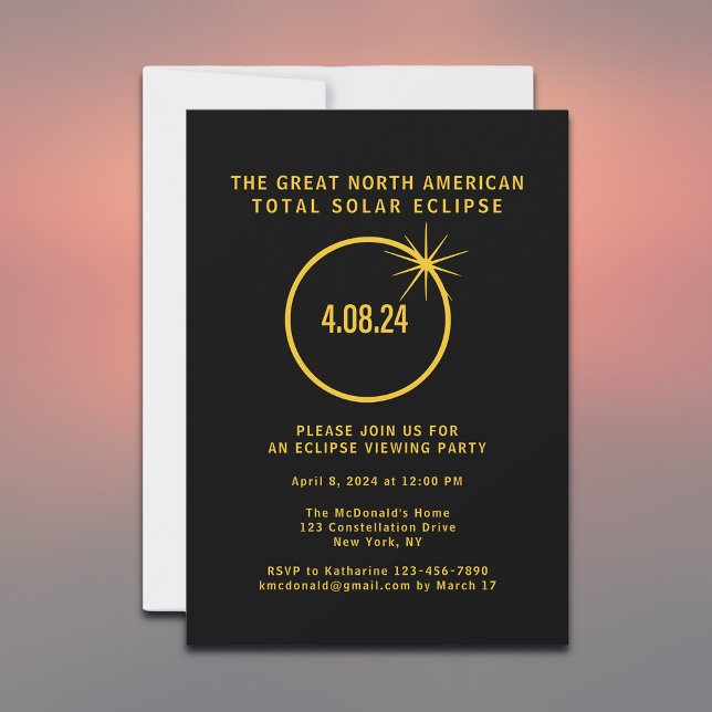 Total Solar Eclipse 4/8/2024 USA View Party Inbjudningar (Add details to customize your event.)