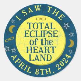 Total Solar Eclipse 8 april 2024 Heartland Party Runt Klistermärke