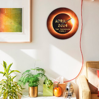 Total Solar Eclipse 8 april 2024 Personlig Stor Klocka