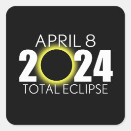 Total Solar Eclipse - 8 april 2024 - svart design Fyrkantigt Klistermärke