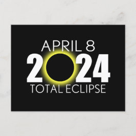 Total Solar Eclipse - 8 april 2024 - svart design Vykort