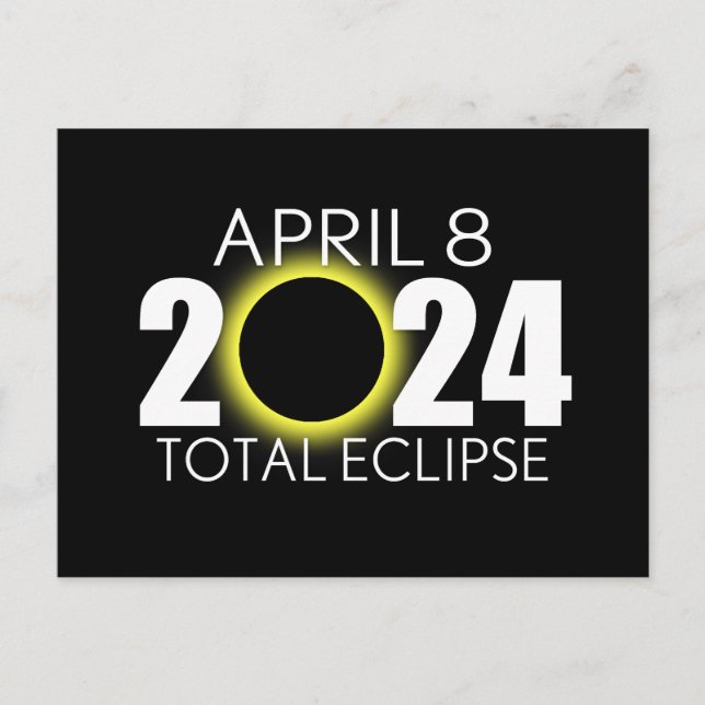 Total Solar Eclipse - 8 april 2024 - svart design Vykort (Framsida)