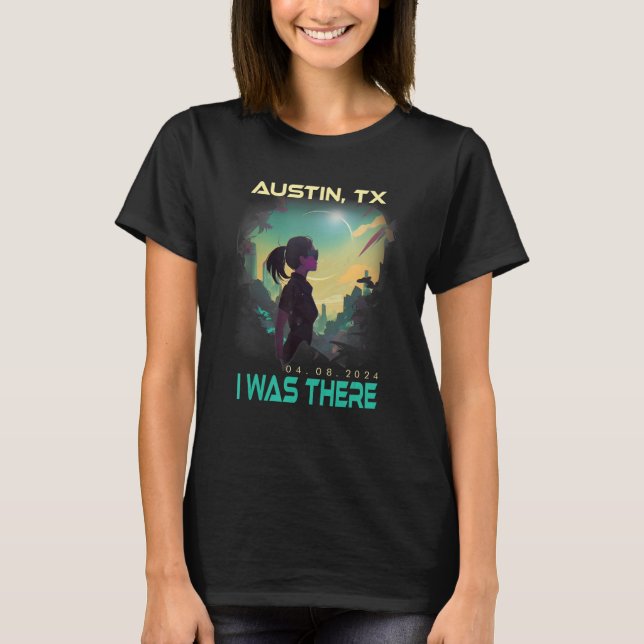 Total Solar Eclipse Aesthetic Girl Austin Texas TX T Shirt (Framsida)